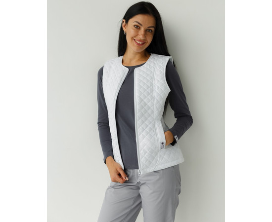 Изображение 2 Медицинская утепленная жилетка женская Женева белая р. 44-46, "БЕЛЫЙ ХАЛАТ" 366-324-844, Размер: 44-46, Цвет: белый