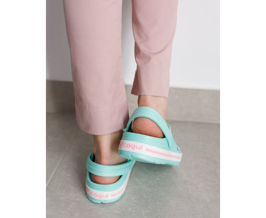 Зображення 2 Взуття медичне Coqui Lindo м'ятний/білий (рожева смужка) р. 42, "БІЛИЙ ХАЛАТ" 394-478-758, Розмір: 42, Цвет: м'ятний