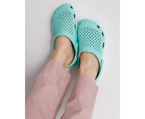 Зображення 3 Взуття медичне Coqui Lindo м'ятний/білий (рожева смужка) р. 40, "БІЛИЙ ХАЛАТ" 394-478-758, Розмір: 40, Цвет: м'ятний