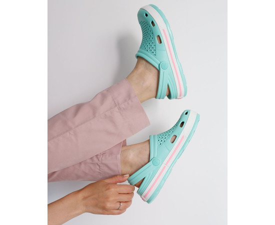 Зображення 4 Взуття медичне Coqui Lindo м'ятний/білий (рожева смужка) р. 42, "БІЛИЙ ХАЛАТ" 394-478-758, Розмір: 42, Цвет: м'ятний