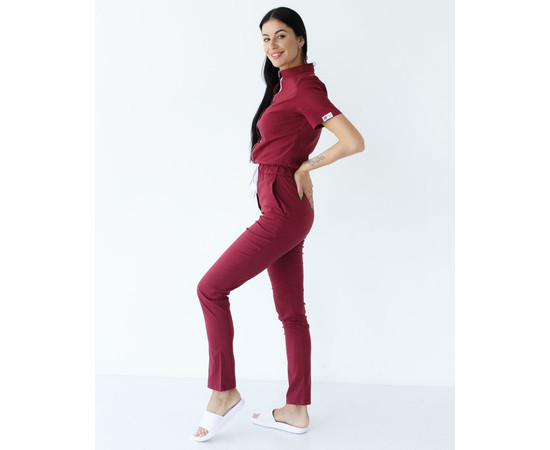 Изображение 3 Медицинский комбинезон женский Даллас марсала с белой строчкой р. 40, "БЕЛЫЙ ХАЛАТ" 127-326-715, Размер: 40, Цвет: марсала