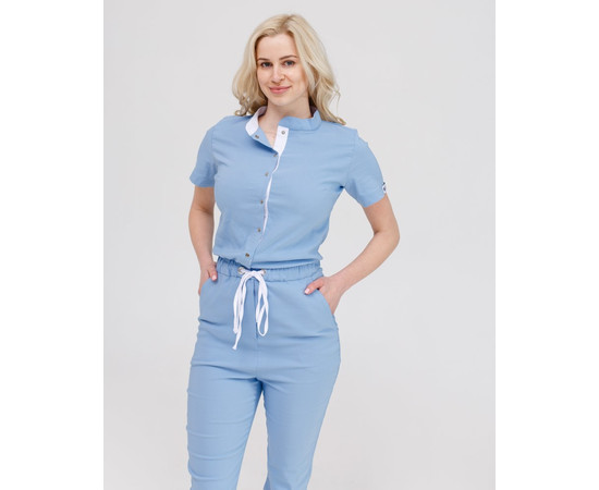 Зображення 3 Медичний комбінезон жіночий Даллас блакитний з білим рядком р. 46, "БІЛИЙ ХАЛАТ" 127-333-669, Розмір: 46, Цвет: блакитний
