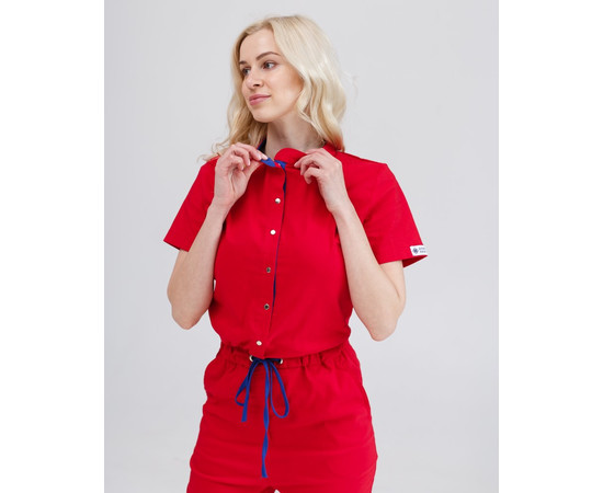 Изображение 3 Медицинский комбинезон женский Даллас красный с синей строчкой р. 46, "БЕЛЫЙ ХАЛАТ" 127-339-715, Размер: 46, Цвет: красный