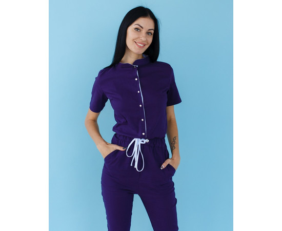 Изображение 3 Медицинский комбинезон женский Даллас фиолетовый с белой строчкой р. 40, "БЕЛЫЙ ХАЛАТ" 127-335-715, Размер: 40, Цвет: фиолетовый