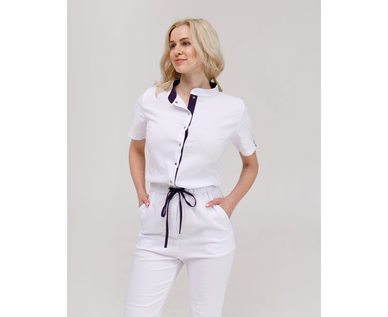 Зображення 3 Медичний комбінезон жіночий Даллас білий з фіолетовим рядком р. 40, "БІЛИЙ ХАЛАТ" 127-324-715, Розмір: 40, Цвет: білий