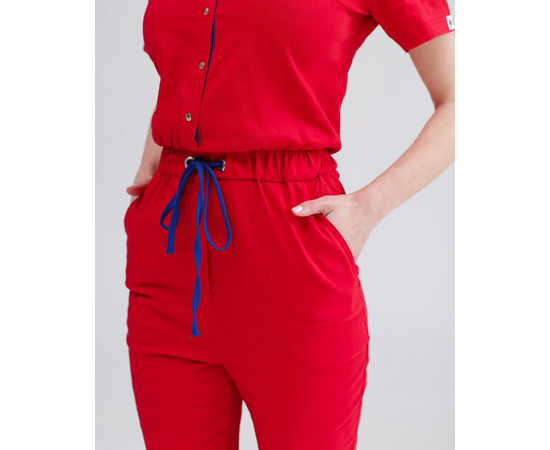 Изображение 4 Медицинский комбинезон женский Даллас красный с синей строчкой р. 50, "БЕЛЫЙ ХАЛАТ" 127-339-715, Размер: 50, Цвет: красный