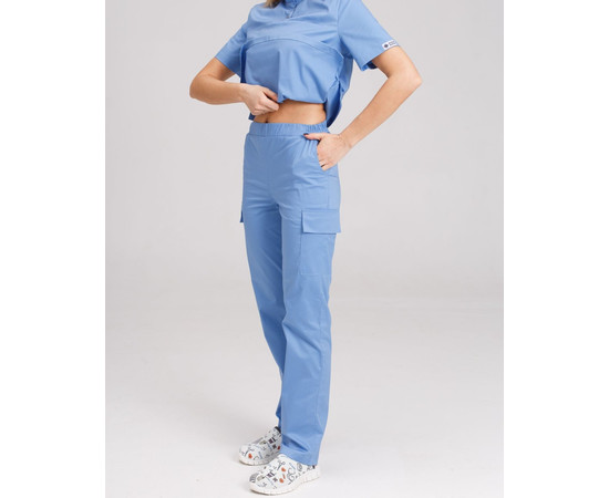 Зображення 6 Жіночий медичний костюм Денвер синій р. 46, "БІЛИЙ ХАЛАТ" 429-333-679, Розмір: 46, Цвет: блакитний
