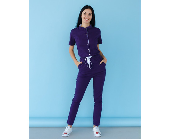 Изображение 7 Медицинский комбинезон женский Даллас фиолетовый с белой строчкой р. 40, "БЕЛЫЙ ХАЛАТ" 127-335-715, Размер: 40, Цвет: фиолетовый