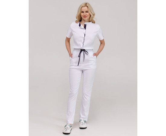 Зображення 7 Медичний комбінезон жіночий Даллас білий з фіолетовим рядком р. 44, "БІЛИЙ ХАЛАТ" 127-324-715, Розмір: 44, Цвет: білий