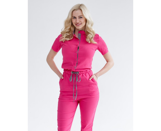 Изображение 8 Медицинский комбинезон женский Даллас розовый с серой строчкой р. 50, "БЕЛЫЙ ХАЛАТ" 127-337-715, Размер: 50, Цвет: розовый