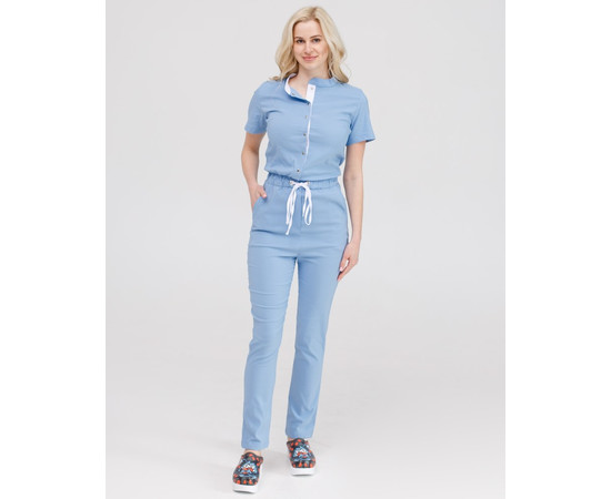 Изображение 8 Медицинский комбинезон женский Даллас голубой с белой строчкой р. 50, "БЕЛЫЙ ХАЛАТ" 127-333-669, Размер: 50, Цвет: голубой