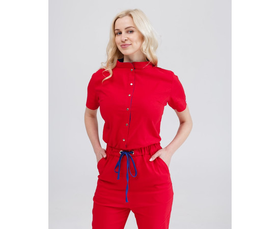 Изображение 8 Медицинский комбинезон женский Даллас красный с синей строчкой р. 46, "БЕЛЫЙ ХАЛАТ" 127-339-715, Размер: 46, Цвет: красный