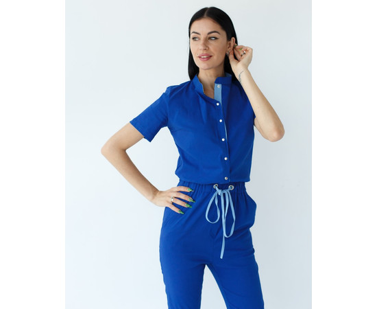 Изображение 8 Медицинский комбинезон женский Даллас электрик с голубой строчкой р. 40, "БЕЛЫЙ ХАЛАТ" 127-334-715, Размер: 40, Цвет: электрик