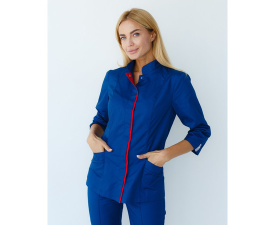 Изображение 3 Медицинский костюм женский Сакура сапфир-красный р. 46, "БЕЛЫЙ ХАЛАТ" 124-360-678, Размер: 46, Цвет: сапфир-красный