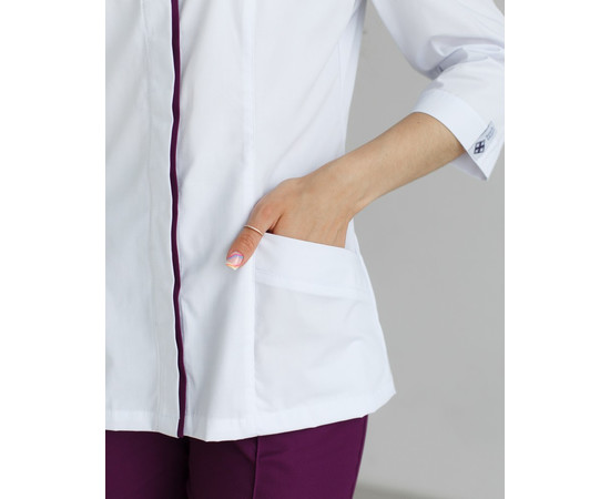 Изображение 6 Медицинский костюм женский Сакура белый-фиолетовый р. 40, "БЕЛЫЙ ХАЛАТ" 124-346-678, Размер: 40, Цвет: белый-фиолетовый