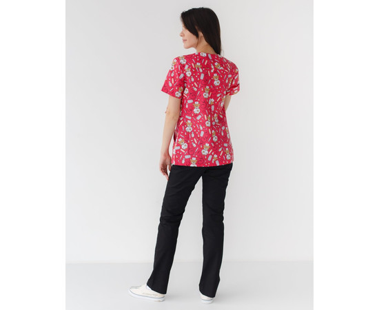 Изображение 2 Медицинский костюм с принтом женский Топаз Bear red р. 42, "БЕЛЫЙ ХАЛАТ" 138-343-559, Размер: 42, Цвет: bear red