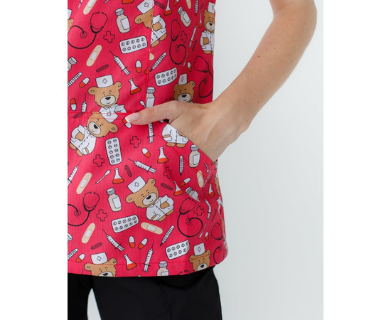 Зображення 5 Медичний костюм із принтом жіночий Топаз Bear red р. 40, "БІЛИЙ ХАЛАТ" 138-343-559, Розмір: 40, Цвет: bear red