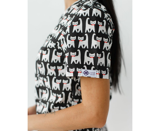 Зображення 6 Медичний костюм із принтом жіночий Топаз Cats black р. 40, "БІЛИЙ ХАЛАТ" 138-341-568, Розмір: 40, Цвет: cats black