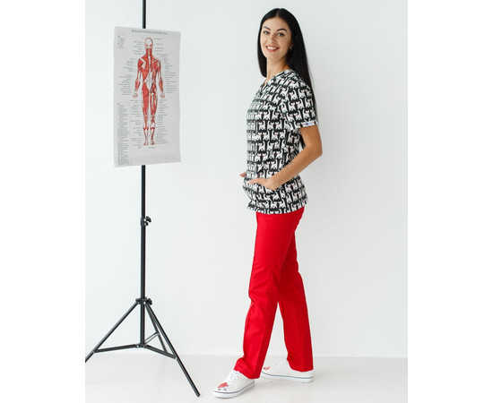 Зображення 8 Медичний костюм із принтом жіночий Топаз Cats black р. 40, "БІЛИЙ ХАЛАТ" 138-341-568, Розмір: 40, Цвет: cats black