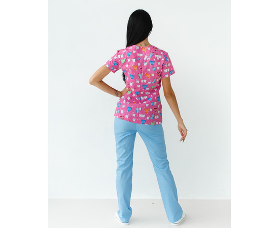 Зображення 2 Медичний костюм із принтом жіночий Топаз Teeth pink р. 42, "БІЛИЙ ХАЛАТ" 138-337-623, Розмір: 42, Цвет: teeth pink