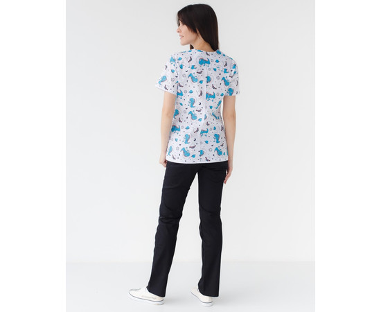 Зображення 2 Медичний костюм з принтом жіночий Топаз космозавр чорний р. 48, "БІЛИЙ ХАЛАТ" 137-321-771, Розмір: 48, Цвет: космозавр чорний