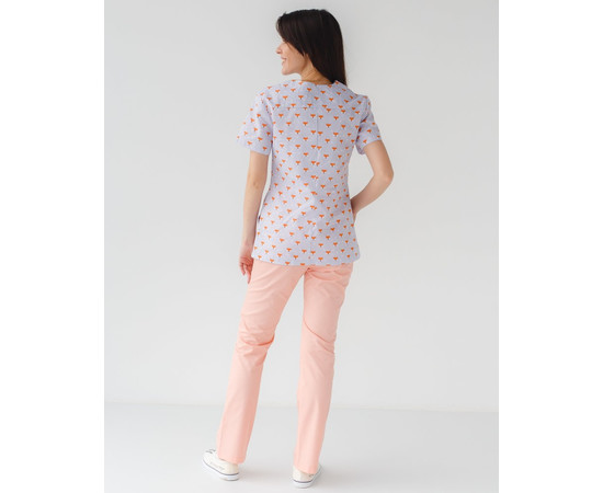 Зображення 2 Медичний костюм з принтом жіночий Топаз лисички персикові р. 50, "БІЛИЙ ХАЛАТ" 138-338-729, Розмір: 50, Цвет: лисички персикові