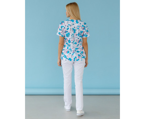 Зображення 2 Медичний костюм з принтом жіночий Топаз Teeth smile р. 40, "БІЛИЙ ХАЛАТ" 138-324-626, Розмір: 40, Цвет: teeth smile