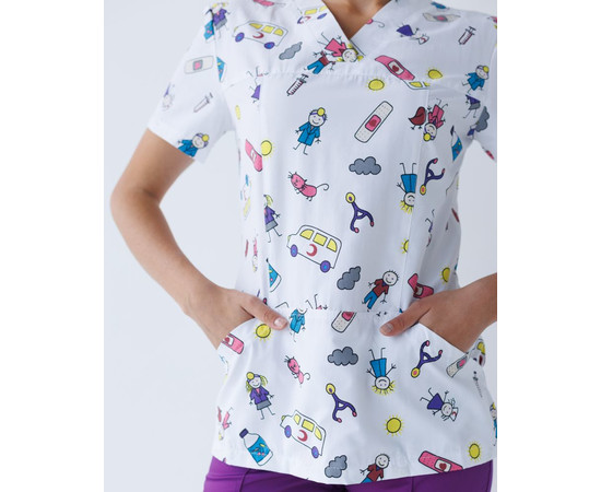 Зображення 4 Медичний костюм з принтом жіночий Топаз MediKids р. 50, "БІЛИЙ ХАЛАТ" 137-335-774, Розмір: 50, Цвет: medikids