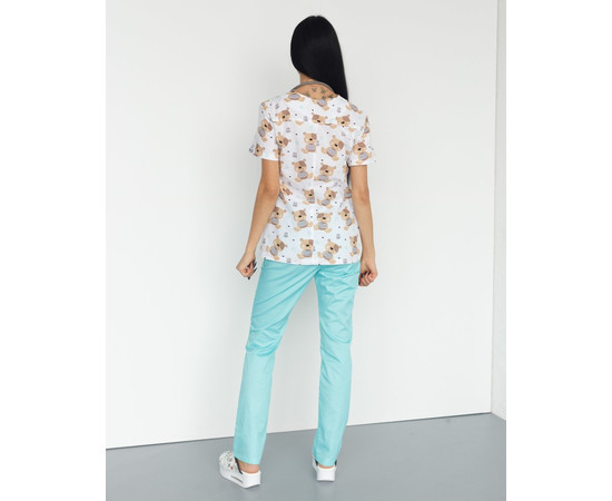 Зображення 3 Медичний костюм із принтом жіночий Топаз Тедді м'ятний р. 50, "БІЛИЙ ХАЛАТ" 138-332-645, Розмір: 50, Цвет: тедді м'ятний