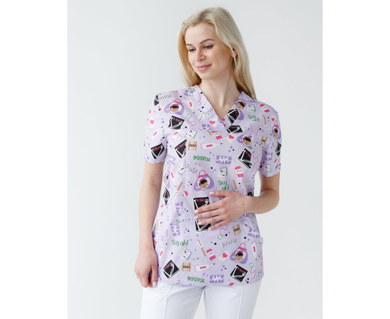 Зображення 3 Медичний костюм з принтом жіночий Топаз Laboratory white р. 40, "БІЛИЙ ХАЛАТ" 137-324-775, Розмір: 40, Цвет: laboratory white