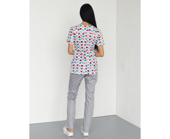 Зображення 3 Медичний костюм із принтом жіночий Топаз Серця сірий р. 40, "БІЛИЙ ХАЛАТ" 138-328-555, Розмір: 40, Цвет: серця сірий