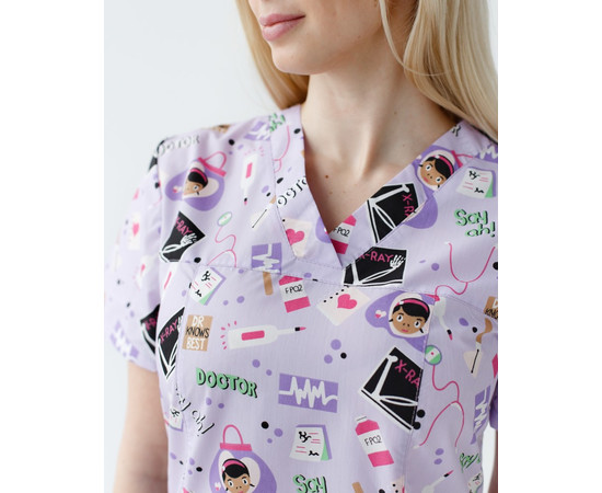 Зображення 4 Медичний костюм з принтом жіночий Топаз Laboratory white р. 40, "БІЛИЙ ХАЛАТ" 137-324-775, Розмір: 40, Цвет: laboratory white