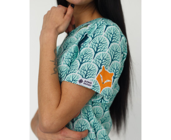 Зображення 4 Медичний костюм з принтом жіночий Топаз Лісові звірята білий р. 40, "БІЛИЙ ХАЛАТ" 138-324-768, Розмір: 40, Цвет: лісові звірята білий