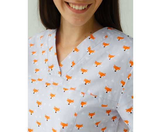 Зображення 4 Медичний костюм з принтом жіночий Топаз лисички персикові р. 46, "БІЛИЙ ХАЛАТ" 138-338-729, Розмір: 46, Цвет: лисички персикові