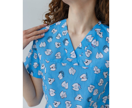 Зображення 4 Медичний костюм з принтом жіночий Топаз Dentist blue р. 42, "БІЛИЙ ХАЛАТ" 137-324-776, Розмір: 42, Цвет: dentist blue