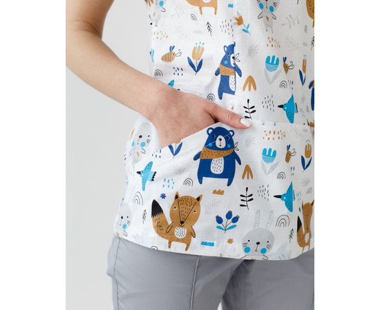 Зображення 6 Медичний костюм з принтом жіночий Топаз зайчики сірий р. 40, "БІЛИЙ ХАЛАТ" 137-328-768, Розмір: 40, Цвет: зайчики сірий