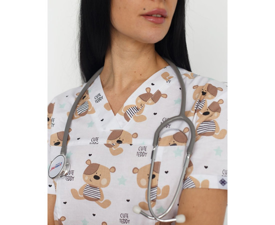 Зображення 5 Медичний костюм із принтом жіночий Топаз Тедді м'ятний р. 40, "БІЛИЙ ХАЛАТ" 138-332-645, Розмір: 40, Цвет: тедді м'ятний