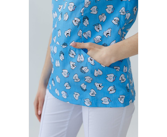 Зображення 5 Медичний костюм з принтом жіночий Топаз Dentist blue р. 48, "БІЛИЙ ХАЛАТ" 137-324-776, Розмір: 48, Цвет: dentist blue