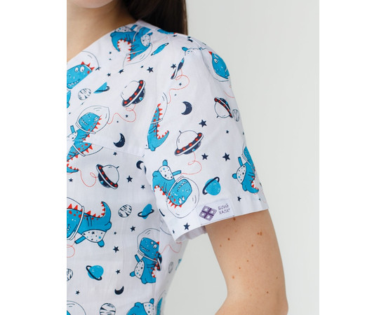 Зображення 6 Медичний костюм з принтом жіночий Топаз космозавр чорний р. 46, "БІЛИЙ ХАЛАТ" 137-321-771, Розмір: 46, Цвет: космозавр чорний