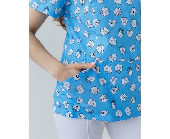 Зображення 6 Медичний костюм з принтом жіночий Топаз Dentist blue р. 46, "БІЛИЙ ХАЛАТ" 137-324-776, Розмір: 46, Цвет: dentist blue