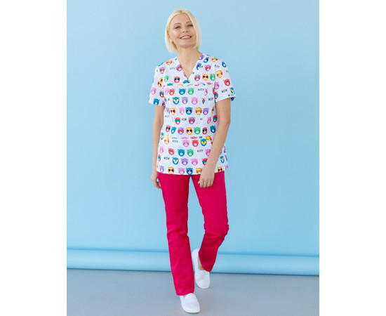 Зображення 7 Медичний костюм з принтом жіночий Топаз Cats colored р. 54, "БІЛИЙ ХАЛАТ" 138-337-569, Розмір: 54, Цвет: cats colored