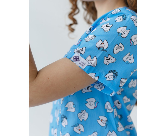 Зображення 7 Медичний костюм з принтом жіночий Топаз Dentist blue р. 52, "БІЛИЙ ХАЛАТ" 137-324-776, Розмір: 52, Цвет: dentist blue