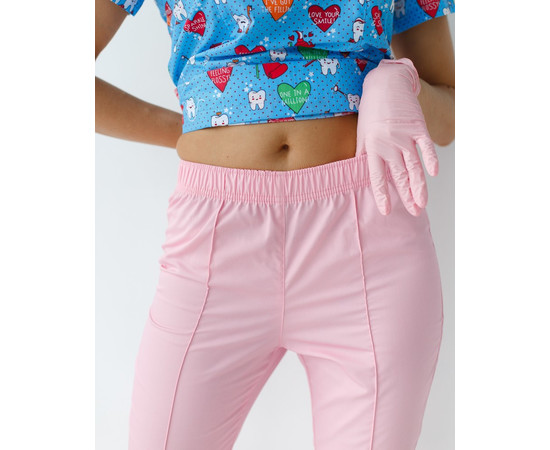 Изображение 7 Медицинский костюм с принтом женский Топаз Teeth blue р. 50, "БЕЛЫЙ ХАЛАТ" 138-376-619, Размер: 50, Цвет: teeth blue