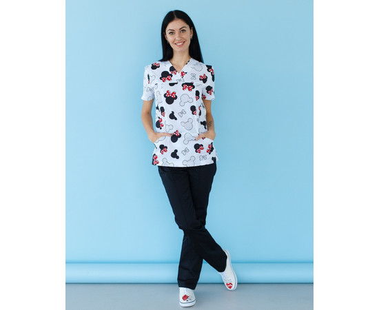 Зображення 9 Медичний костюм з принтом жіночий Топаз міккі чорний р. 42, "БІЛИЙ ХАЛАТ" 137-321-773, Розмір: 42, Цвет: міккі чорний