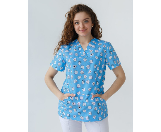 Изображение 9 Медицинский костюм с принтом женский Топаз Dentist blue р. 40, "БЕЛЫЙ ХАЛАТ" 137-324-776, Размер: 40, Цвет: dentist blue