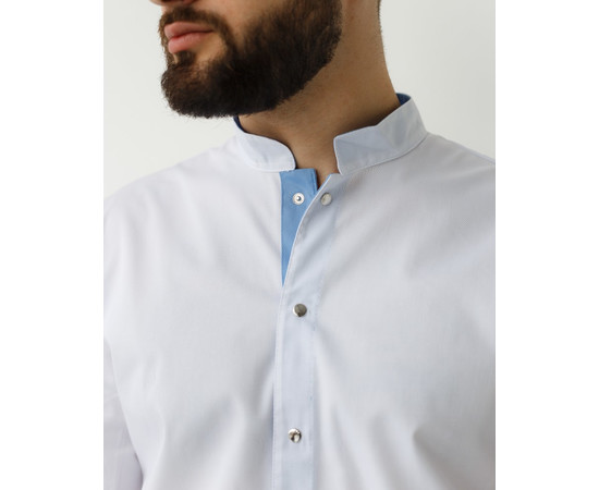 Изображение 4 Медицинский костюм мужской Лондон белый-голубой р. 46, "БЕЛЫЙ ХАЛАТ" 133-372-679, Размер: 46, Цвет: белый-голубой