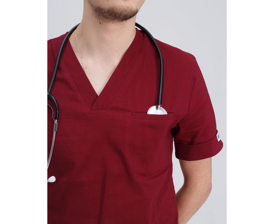 Зображення 4 Медичний костюм чоловічий Марсель марсала р. 56, "БІЛИЙ ХАЛАТ" 353-326-708, Розмір: 56, Цвет: марсала