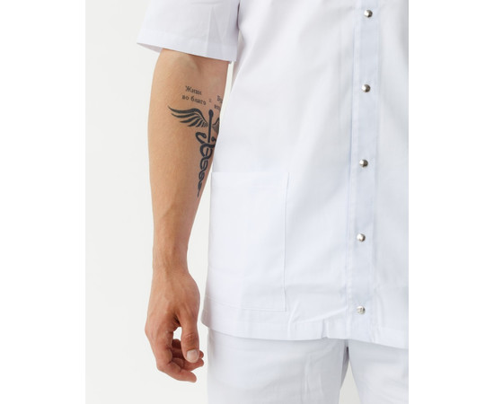 Изображение 5 Медицинский костюм мужской Лондон белый-голубой р. 48, "БЕЛЫЙ ХАЛАТ" 133-372-679, Размер: 48, Цвет: белый-голубой