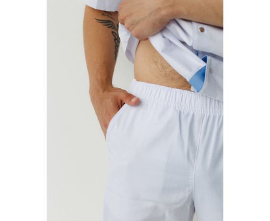 Изображение 6 Медицинский костюм мужской Лондон белый-голубой р. 46, "БЕЛЫЙ ХАЛАТ" 133-372-679, Размер: 46, Цвет: белый-голубой