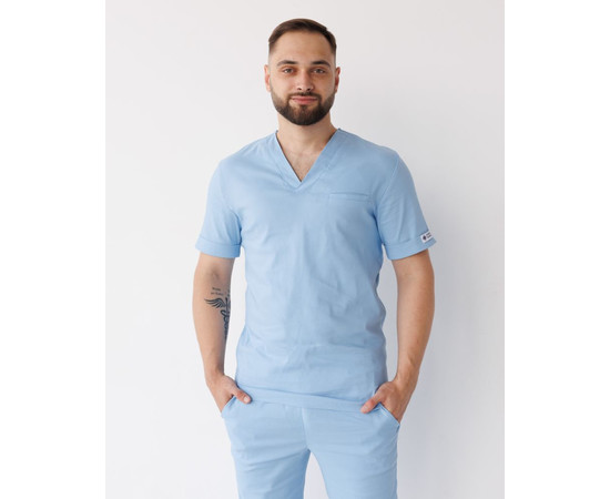 Изображение 7 Медицинский костюм мужской Марсель голубой р. 46, "БЕЛЫЙ ХАЛАТ" 353-333-708, Размер: 46, Цвет: голубой